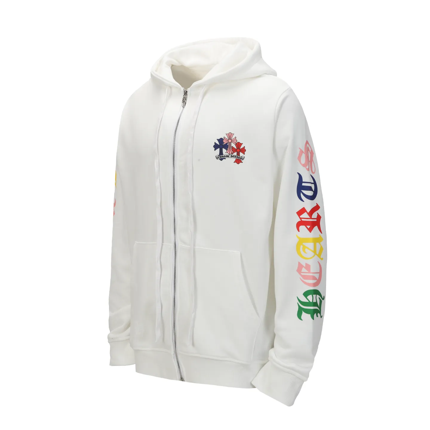 P250 cross-border model, please do not place an order if you are pursuing quality - Chrome Hearts/Chrome Hearts Colorful Cross ✝️ Printed zipper sweatshirt cardigan jacket - High weight, high density and high quality. The wool is soft, delicate and skin-friendly. It feels soft and silky. It has excellent warmth and skin-friendly properties - Custom-woven and dyed, no color difference. No matter the fabric or workmanship details, it beats the ordinary version on the market - Hardware zipper accessories are all customized, full of details - Color: black white -Size: S M L XL